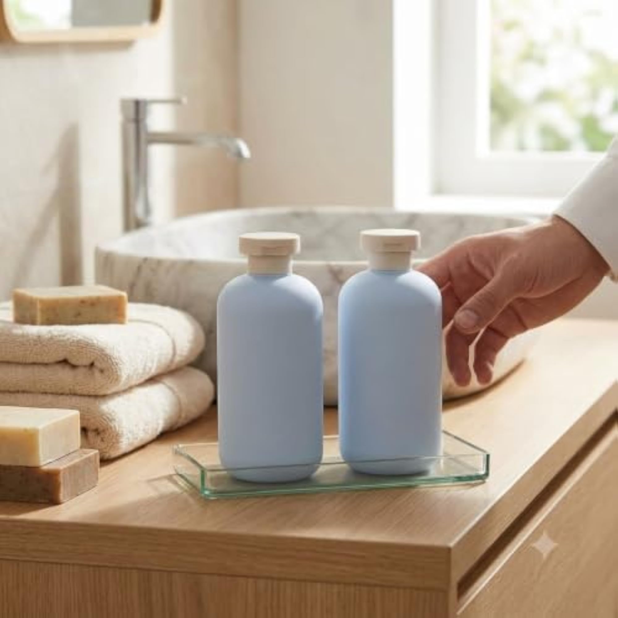 Refillable Silicone Bottle Set Blue